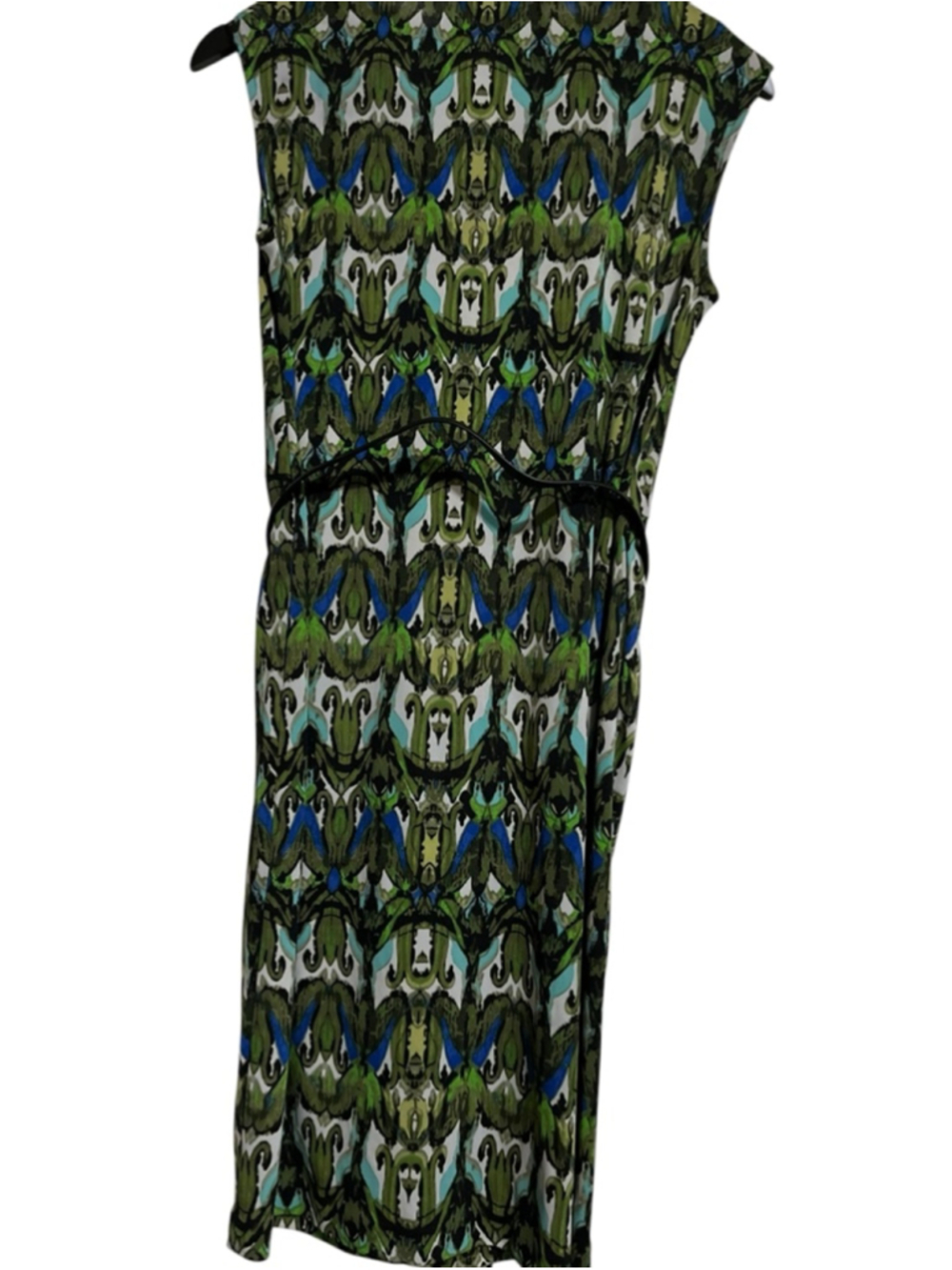 EUC Women's Jones New York Petite Green Blue Abstract Print Dress PM - Picture 5 of 8